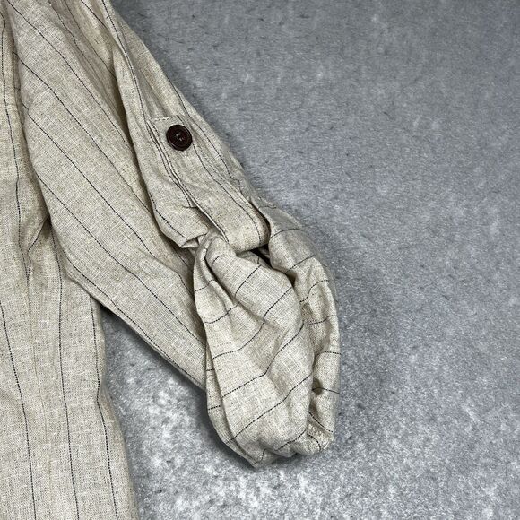 Max Studio Drape Front Womens Size Small Ivory Linen-Blend Jacket Striped - Picture 4 of 11